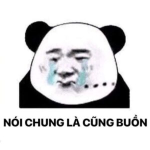 Meme gấu trúc ngồi buồn với vẻ mặt ủ rũ