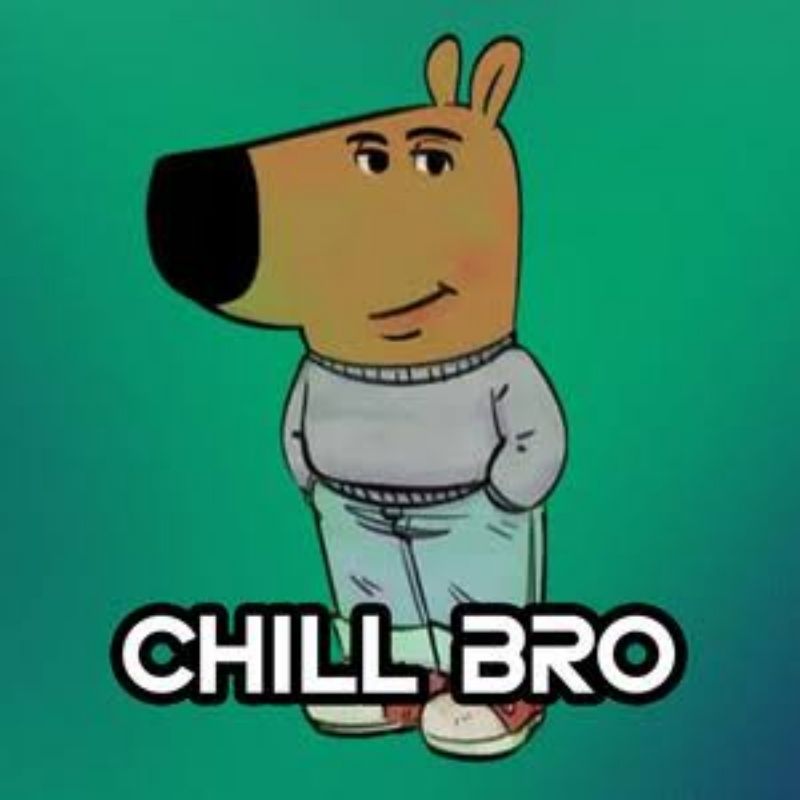 Chill Guy meme với caption ngắn